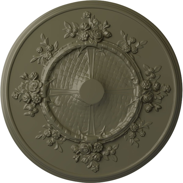 Ekena Millwork Flower Ceiling Medallion (Fits Canopies up to 3 7/8"), Hand-Painted Painted Turtle, 27"OD x 1 1/8"P CM27FLPTF - main